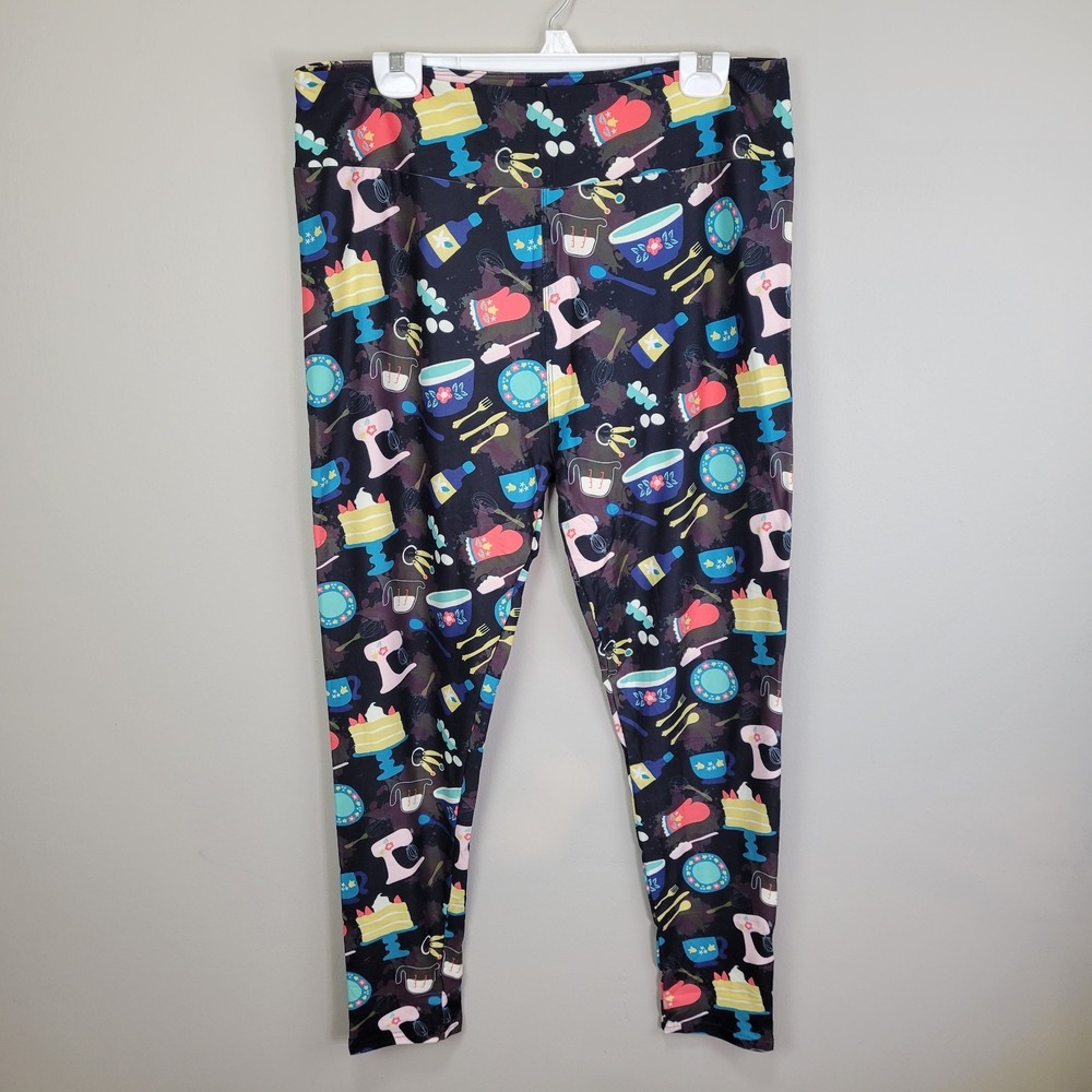 Dren Designs Birthday Cake Polyester Spandex Ankle Leggings Extended‎ Plus Size